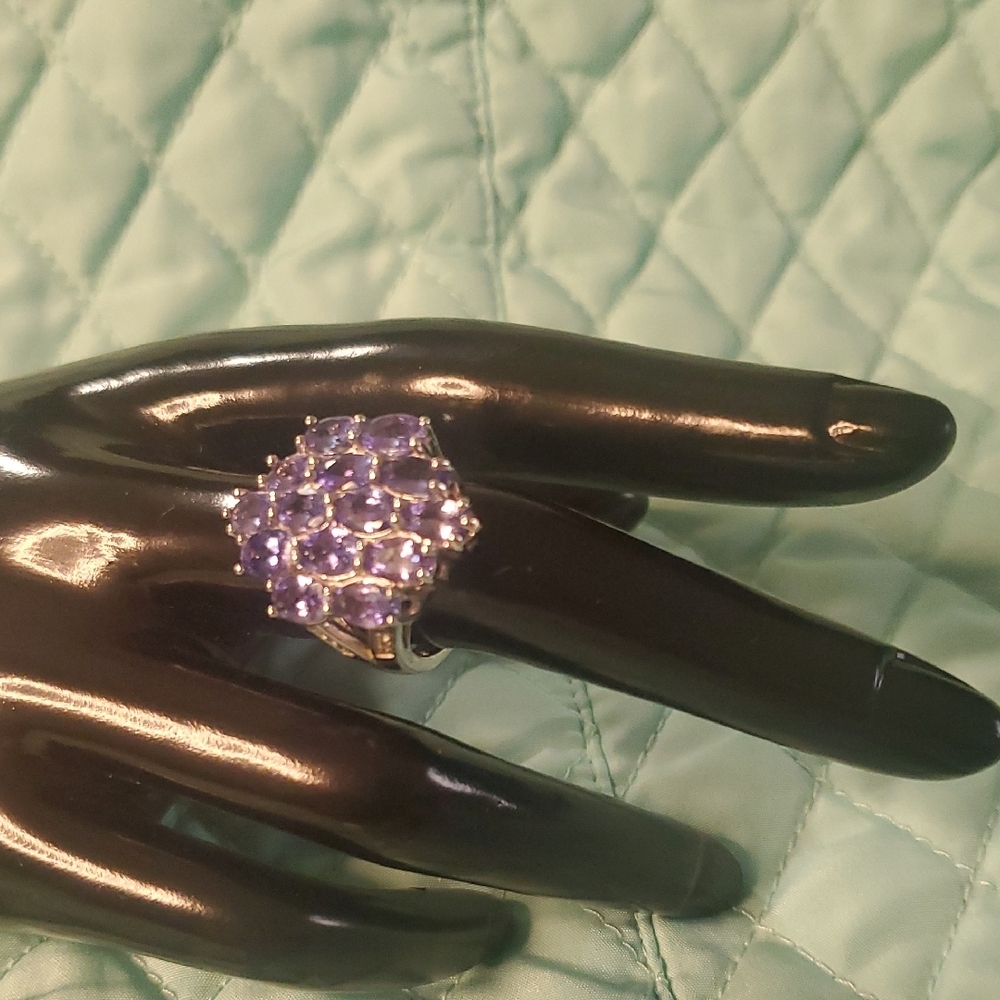 Tanzanite & White Topaz Ring - 27 Prong - 2.83 ctw - .925 Silver - Size 7